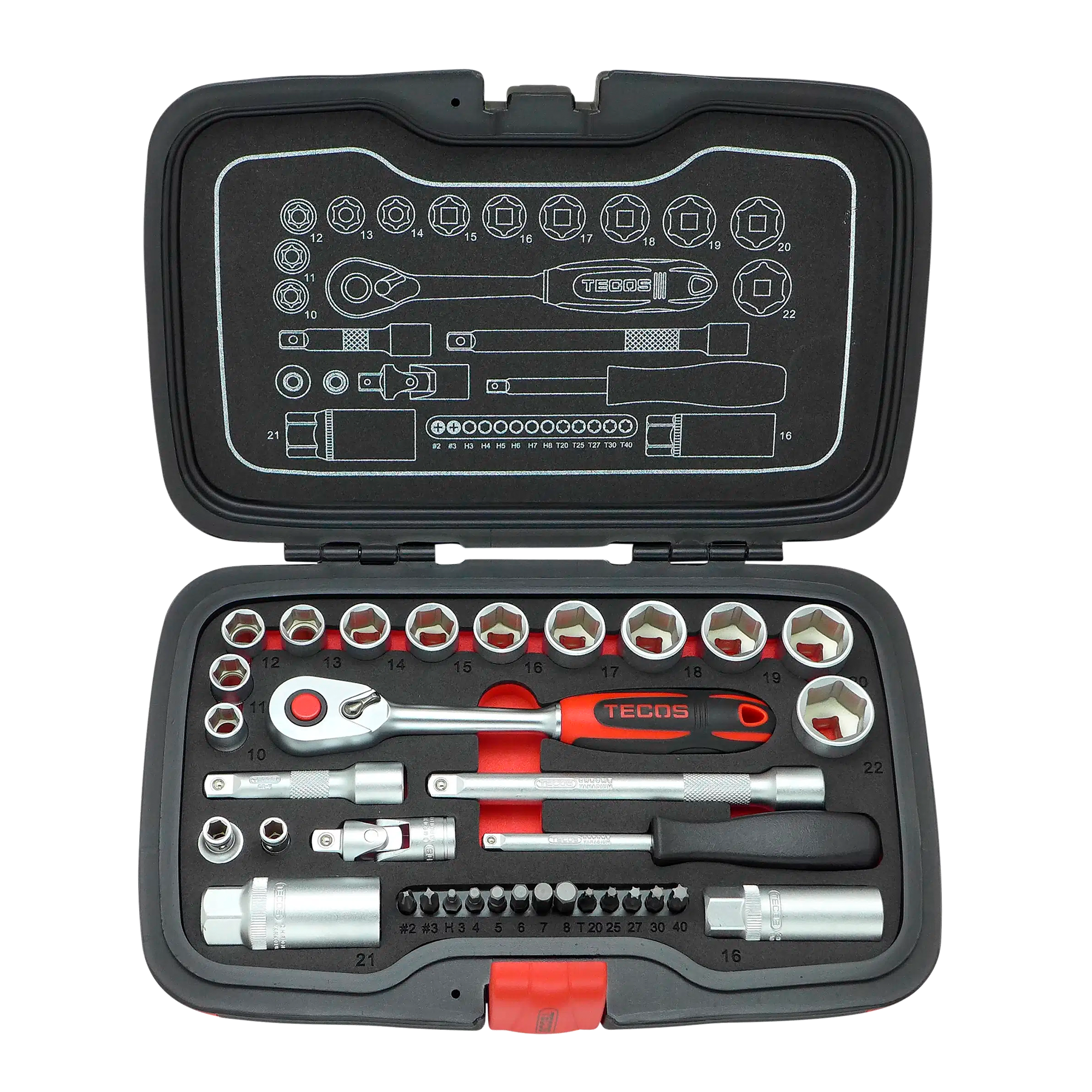 T-1934 Topnøglesæt 3/8" 34dl