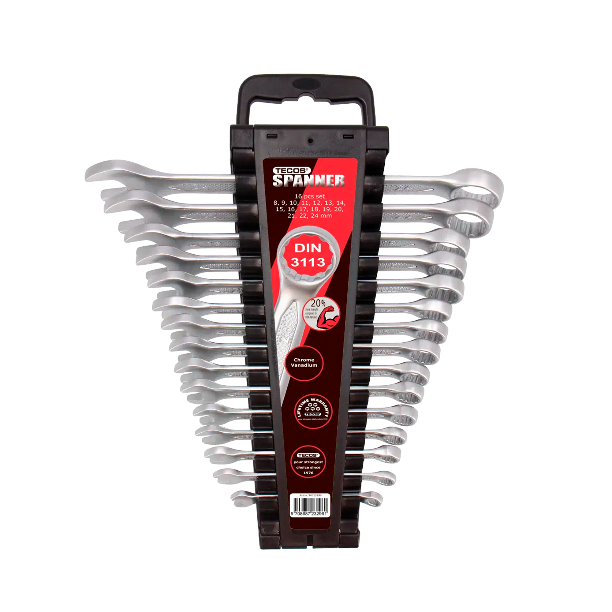 TCW824 Ringgaffelnøglesæt – 16 dele (mm)