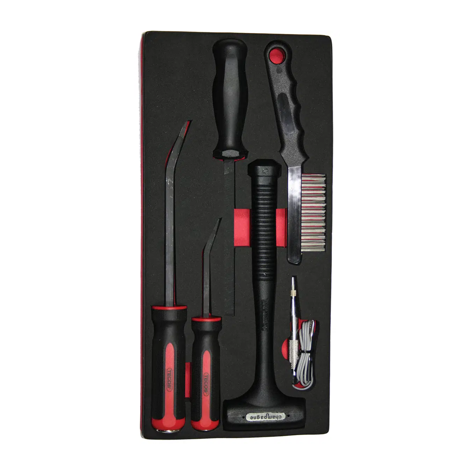 Tecos Autosæt - 6 dele - Stålbørste - Fil