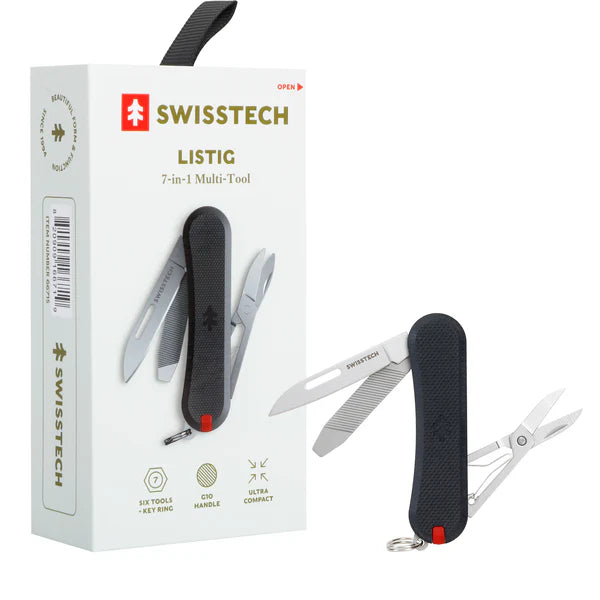 SwissTech Listig 7‑in‑1 Multitool – 7-i-1 Kompakt Multitool