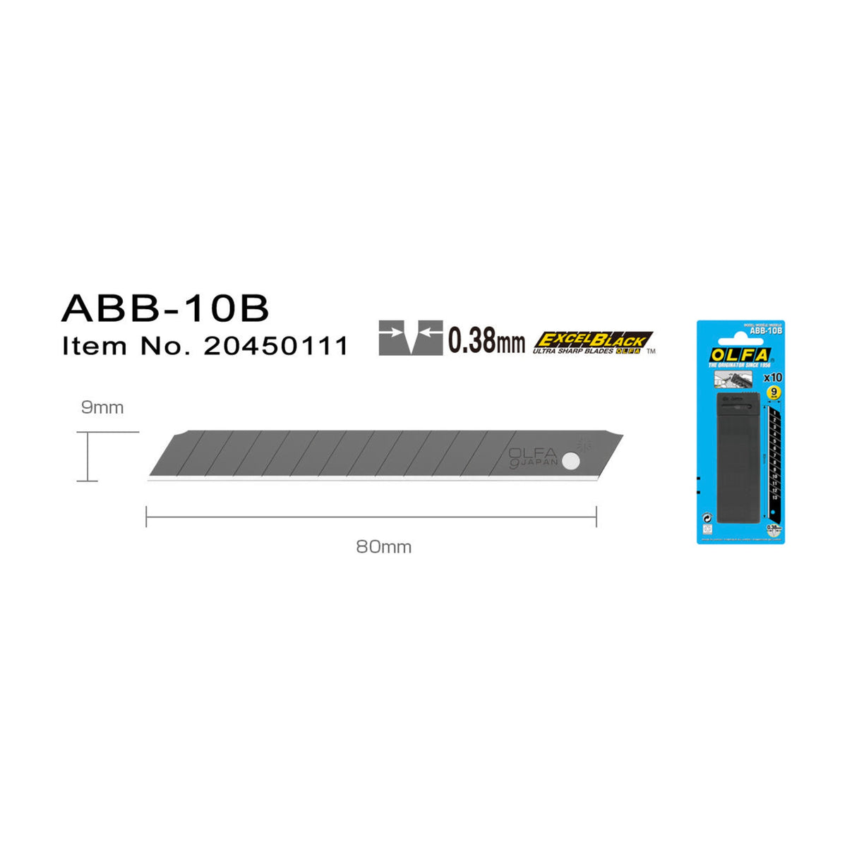 Olfa ABB-10B Bræk-af knivblade 9mm