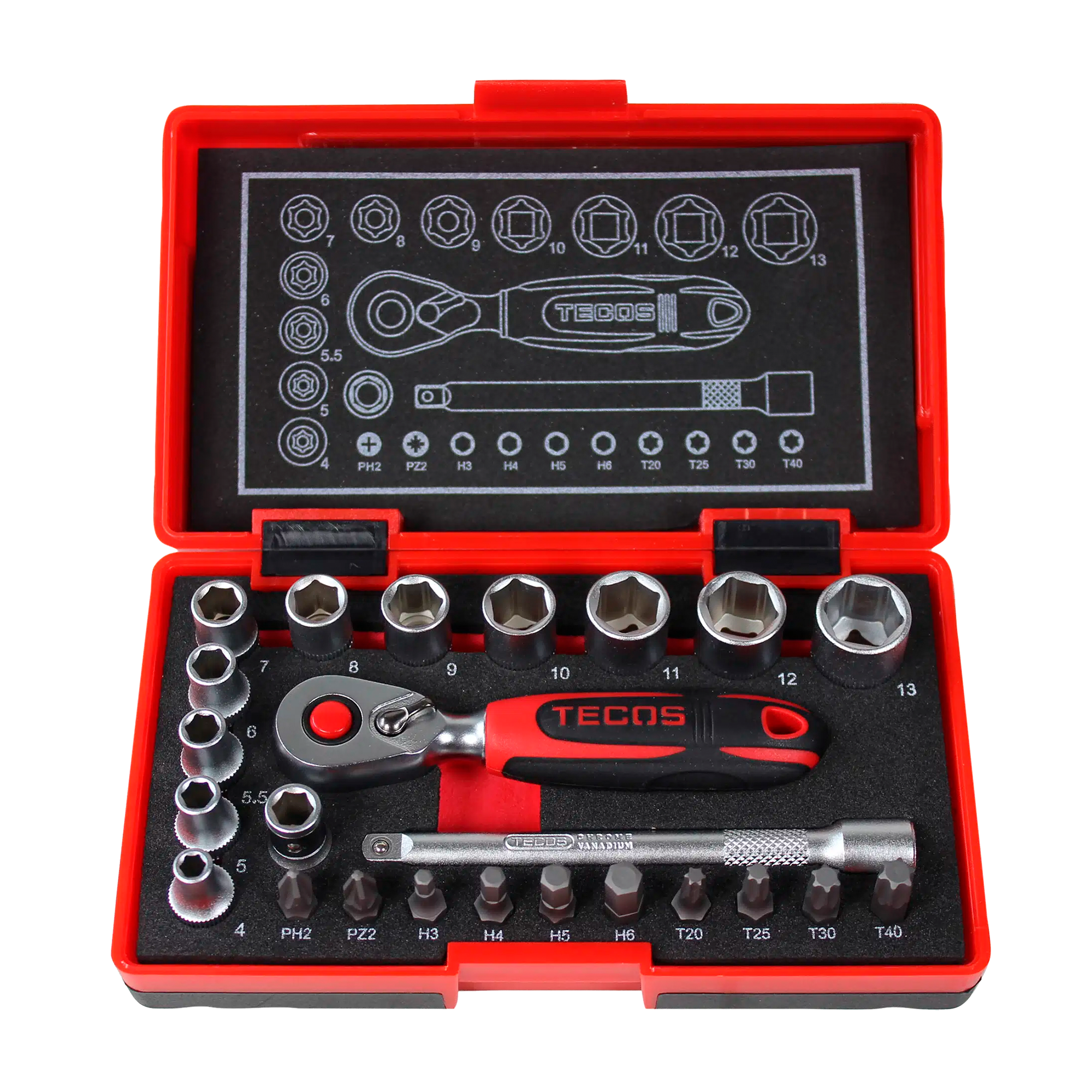 T-0623M Topnøglesæt 1/4" 24dl