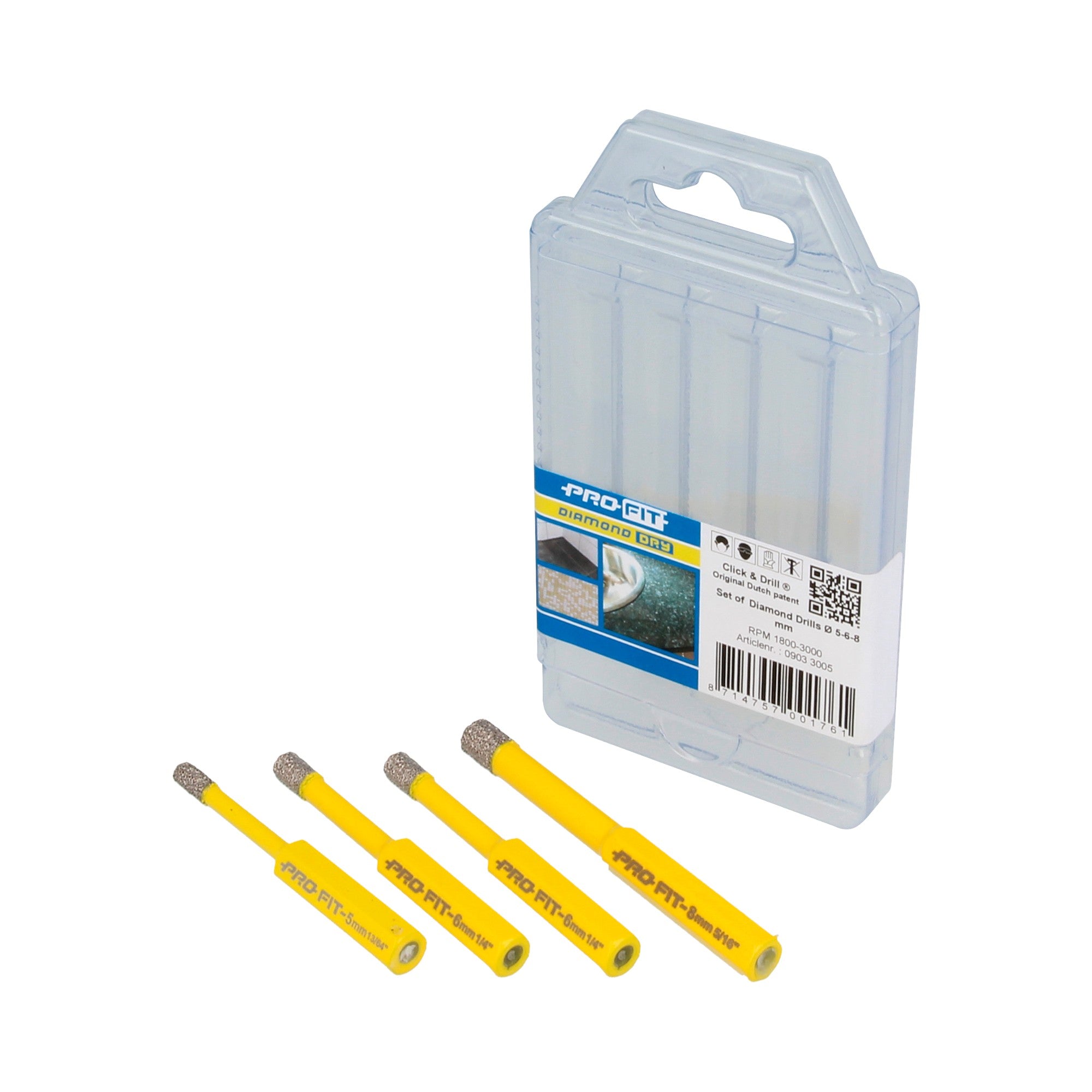 Profit Diamantborsæt 4dl 5-2x6-8mm, t/tørboring 8mm skaft ProFit