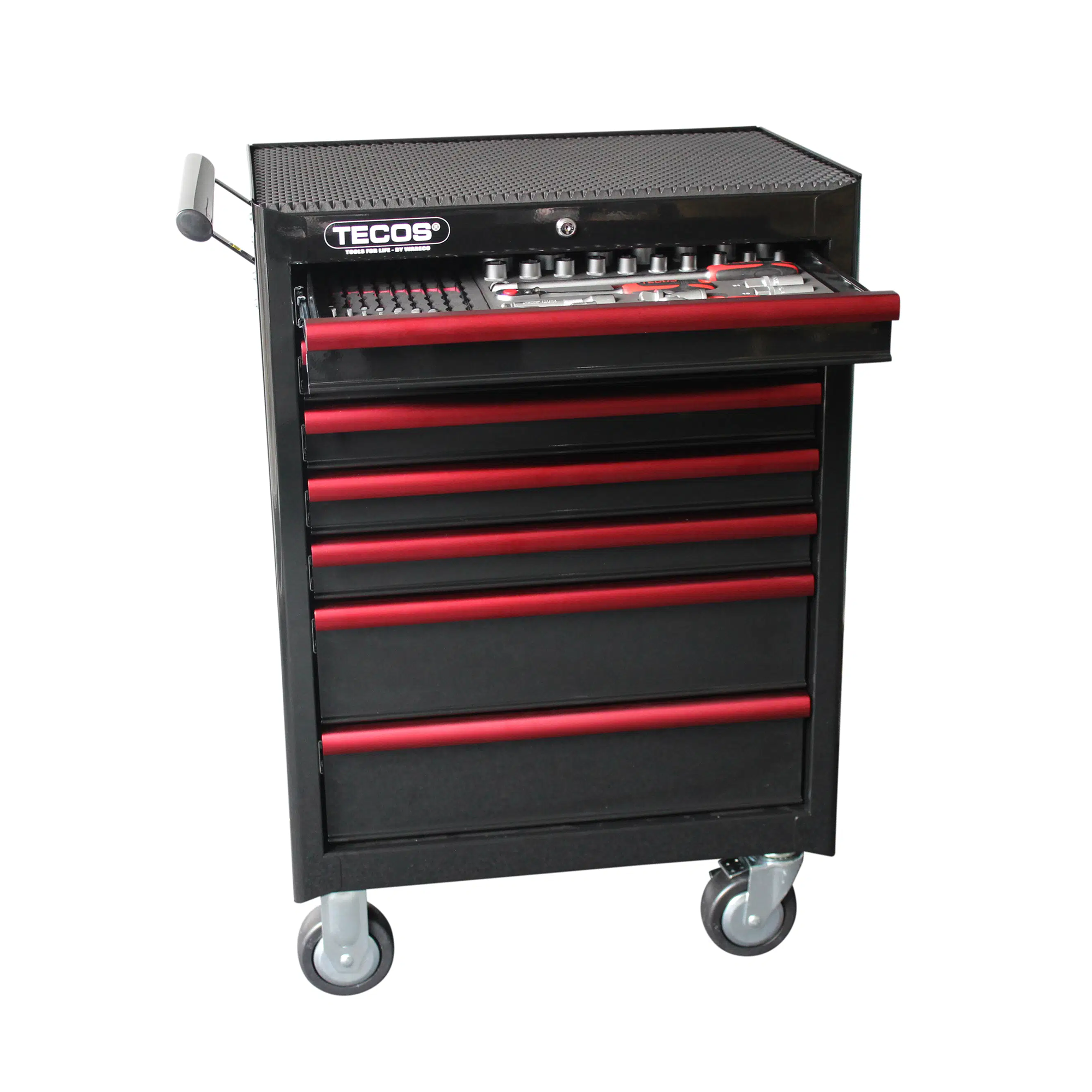 Tecos værktøjsvogn, 7 skuffer og lås, 680 x 460 x 1000 mm