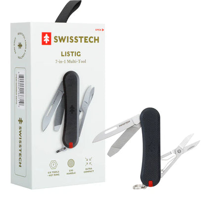 SwissTech Listig 7‑in‑1 Multitool – 7-i-1 Kompakt Multitool